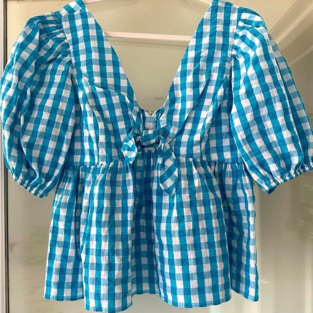 Lilly Pulitzer Sarafina Gingham Babydoll Top. NWT. Size 12 - Picture 3 of 5